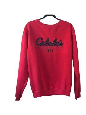 Cabelas Red Crewneck Sweatshirt S Reg/P Normal Cotton/Poly Blend